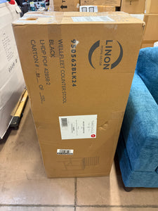 Wellfleet-Barstool 24" Seat/Counter Height - Woven Faux Leather -Black!! BRAND NEW(SET OF 3, 2 in boxes & 1 Assembled)!!