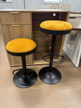 Shunzhi Round Swivel Counter Height Bar Stools Set of 2 Modern Adjustable Barstools Backless Corduroy Bar Chairs Base/Footrest for Kitchen Island/Pub/Bar, Yellow! (NEW)