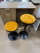 Shunzhi Round Swivel Counter Height Bar Stools Set of 2 Modern Adjustable Barstools Backless Corduroy Bar Chairs Base/Footrest for Kitchen Island/Pub/Bar, Yellow! (NEW)