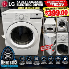 LG 7.4 Cu. Ft. vented Stackable Electric Dryer in White with Sensor Dry! (NEW - SCRATCH/DENT)