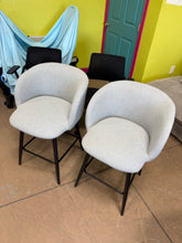 SET OF 2 UPHOLSTERED BARREL BACK COUNTER HEIGHT STOOLS!! (BRAND NEW & ASSEMBLED)