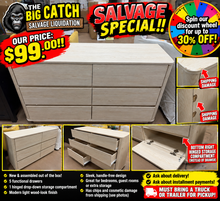 SALVAGE SPECIAL!! MODERN 5-DRAWER DRESSER WITH STORAGE COMPARTMENT! (NEW & ASSEMBLED – SHIPPING DAMAGE)