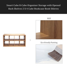 Smart Cube 8-Cube Organizer Storage With Opened Back Shelves,2 X 4 Cube Bookcase Book Shleves For Home, Office ,Walnut! (NEW IN BOX)