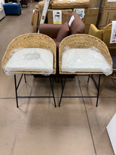 24" Landis Wicker Backed Counter Height Barstool with Cushion and Footrest White/Black- Set of 2! (NEW & ASSEMBLED)