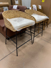 24" Landis Wicker Backed Counter Height Barstool with Cushion and Footrest White/Black- Set of 2! (NEW & ASSEMBLED)