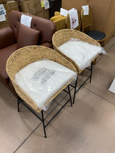 24" Landis Wicker Backed Counter Height Barstool with Cushion and Footrest White/Black- Set of 2! (NEW & ASSEMBLED)