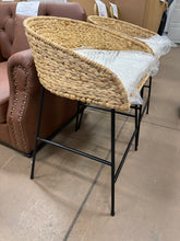 24" Landis Wicker Backed Counter Height Barstool with Cushion and Footrest White/Black- Set of 2! (NEW & ASSEMBLED)
