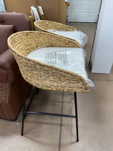 24" Landis Wicker Backed Counter Height Barstool with Cushion and Footrest White/Black- Set of 2! (NEW & ASSEMBLED)