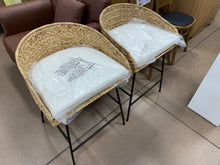 24" Landis Wicker Backed Counter Height Barstool with Cushion and Footrest White/Black- Set of 2! (NEW & ASSEMBLED)