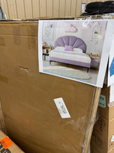Purple Frame Full Size of Luxury Velvet Platform Bed with Seashell-Shaped Headboard! (NEW IN BOX)