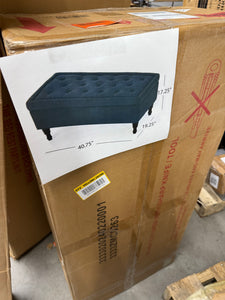 Noble House Chantelle Tufted Navy Blue Fabric Storage Ottoman! (NEW IN BOX)