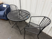 3Pc Steel Round Metal Mesh Outdoor Patio Bistro Table Black & 2 Wire Back Outdoor Patio Dining Stacking Chair Black! (NEW - CHAIRS ARE SCRATCHED)