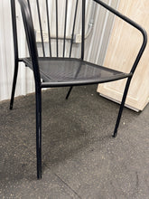 3Pc Steel Round Metal Mesh Outdoor Patio Bistro Table Black & 2 Wire Back Outdoor Patio Dining Stacking Chair Black! (NEW - CHAIRS ARE SCRATCHED)