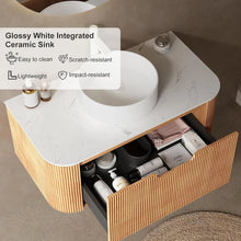 24" Small Wall Mounted Floating Bathroom Vanity with Large Drawer, No Assembly Required