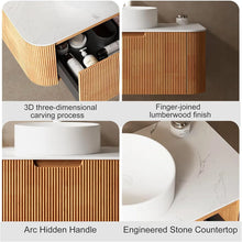 24" Small Wall Mounted Floating Bathroom Vanity with Large Drawer, No Assembly Required