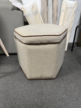 Storage Ottoman with Twisted Piping Detail Brown Linen! (NEW)