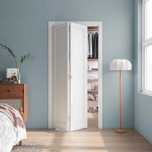 Paneled Manufactured Wood 1-Panel White Primed Bi-fold Door With Hardware Kit - 78” x 18”! (NEW IN BOX)