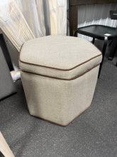 Storage Ottoman with Twisted Piping Detail Brown Linen! (NEW)