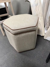 Storage Ottoman with Twisted Piping Detail Brown Linen! (NEW)