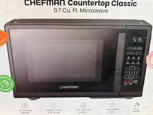Chefman 0.7 cu. ft.Countertop Microwave in Black with Presets, Power Levels, Mute, 30 Seconds, Eco Mode, Child lock, 700 Watts! (NEW IN BOX)
