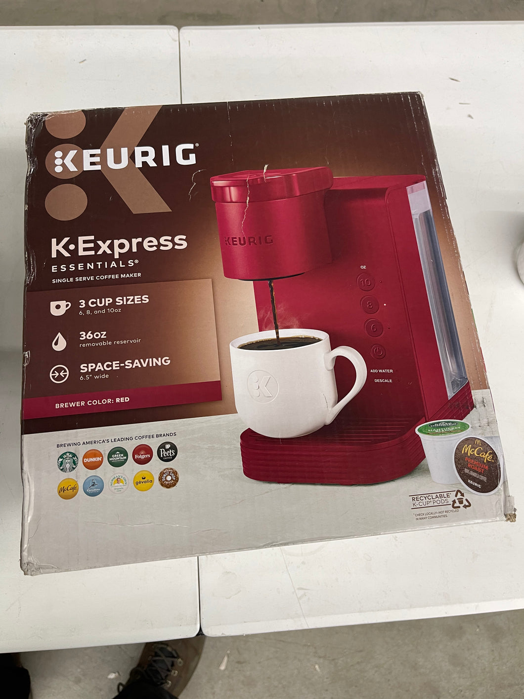 Keurig K-Express Essentials Red Single-Serve K-Cup Pod Coffee Maker