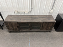 Storage TV Stand for TVs up to 75" Weathered Pine - Threshold™: Farmhouse Style Media Console with Adjustable Shelves! (NEW & ASSEMBLED - CHIPPED!