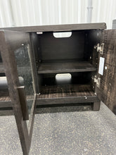 Storage TV Stand for TVs up to 75" Weathered Pine - Threshold™: Farmhouse Style Media Console with Adjustable Shelves! (NEW & ASSEMBLED - CHIPPED!