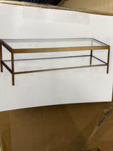 Alexis 54 in. Brass Rectangle Glass Top Coffee Table! (NEW IN BOX)
