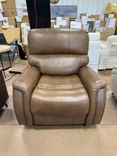 Barcalounger Presley Leather Power Rocker Recliner with Power Headrest, Brown! (NEW - HAS MINOR BLEMISH ON BOTTOM OF FRONT LEFT - PHOTOS SHOWN)