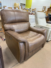 Barcalounger Presley Leather Power Rocker Recliner with Power Headrest, Brown! (NEW - HAS MINOR BLEMISH ON BOTTOM OF FRONT LEFT - PHOTOS SHOWN)