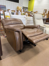 Barcalounger Presley Leather Power Rocker Recliner with Power Headrest, Brown! (NEW - HAS MINOR BLEMISH ON BOTTOM OF FRONT LEFT - PHOTOS SHOWN)