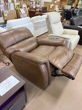 Barcalounger Presley Leather Power Rocker Recliner with Power Headrest, Brown! (NEW - HAS MINOR BLEMISH ON BOTTOM OF FRONT LEFT - PHOTOS SHOWN)