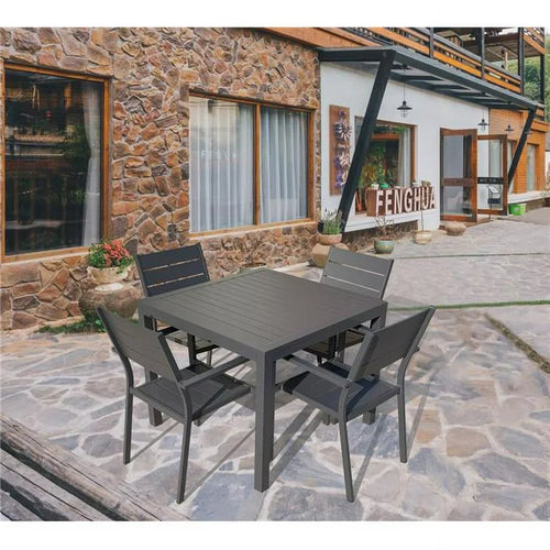 Infinity Sorrento 5 Piece Black Square Aluminum Outdoor Dining Table Set! (NEW IN 2 BOX’S)