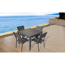Infinity Sorrento 5 Piece Black Square Aluminum Outdoor Dining Table Set! (NEW IN 2 BOX’S)