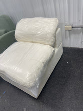 White boucle fabric lounge style accent chair-new