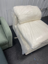 White boucle fabric lounge style accent chair-new