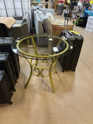 Flash Furniture Carlisle 42'' Round Glass Dining Table with Matte Gold Metal Frame!! NEW AND ASSEMBLED!!