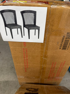 Grey Rattan Outdoor Dining Chair Set of 2 Patio Dining Chair Outdoor Heavy-Duty Frame Rattan Chair with Curved Backrest! (NEW IN BOX)