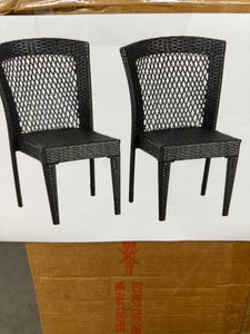 Grey Rattan Outdoor Dining Chair Set of 2 Patio Dining Chair Outdoor Heavy-Duty Frame Rattan Chair with Curved Backrest! (NEW IN BOX)