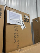 Louis Upholstered High Tufted Headboard, King, Textured Ivory Canvas! (NEW IN BOX - HEADBOARD ONLY!)