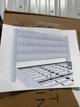 Louis Upholstered High Tufted Headboard, King, Textured Ivory Canvas! (NEW IN BOX - HEADBOARD ONLY!)