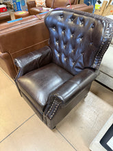 Walder Brown Leather Standard (No Motion) Recliner with Tufted Cushions! (NEW)