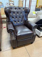 Walder Brown Leather Standard (No Motion) Recliner with Tufted Cushions! (NEW)