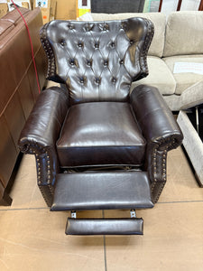 Walder Brown Leather Standard (No Motion) Recliner with Tufted Cushions! (NEW)