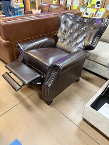Walder Brown Leather Standard (No Motion) Recliner with Tufted Cushions! (NEW)