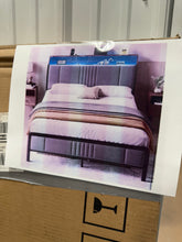 Gray Queen Bed Frame with Upholstered Headboard and Led Lights, Platform Bed No Box Spring Needed! (NEW IN BOX)