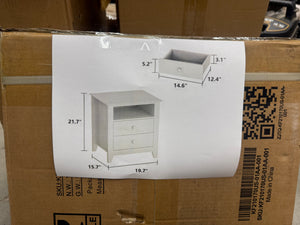 White Wooden Nightstand, Sidetable, End Table with 2 Drawers and Open Shelf, 19.7 L x 15.7 in. W x 21.7 in. H!! NEW IN BOX!!