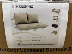 46 in. x 26 in. Outdoor Patio Replacement Loveseat Cushion Set with Backrest Cream!! NEW IN BOX!!