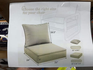 22 in. x 24 in. x 4 in. Square Outdoor Deep Seating Cushion Set Seat and Back Cushion for Lounge Chair Cream!! NEW IN BOX!!