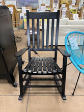 Vermont Porch Rocker Black Wood Outdoor Rocking Chair- new and assembled - small scratch - see pics please!